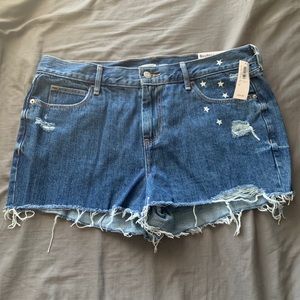 Denim boyfriend shorts with star details